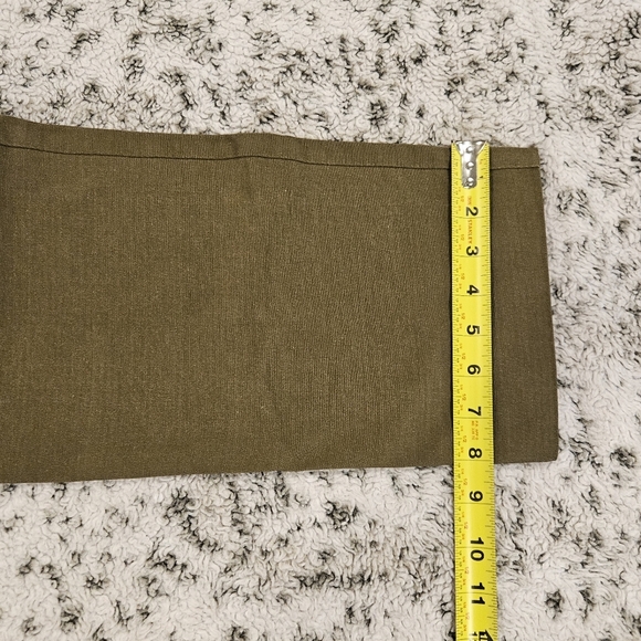 Zara SZ M Olive Green Straight Leg Flat Front Stretch Preppy Ankle Pants - Picture 8 of 12